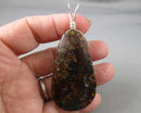 Black Amber Gemstone Pendant 925 Sterling Silver H118-12