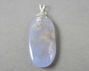 Blue Chalcedony Pendant 925 Sterling Silver (Vintage) H118-16