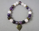Amethyst & Quartz Gemstone Bracelet Vintage H118-18