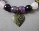 Amethyst & Quartz Gemstone Bracelet Vintage H118-18