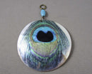 Shell Pendant with Peacock Feather Design H118-20