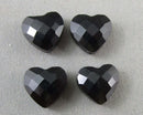 Obsidian Faceted 10mm Heart Beads 4pc C532