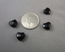 Obsidian Faceted 10mm Heart Beads 4pc C532