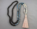 Obsidian, Jasper, Agate Mala Necklace (Vintage) H002-7