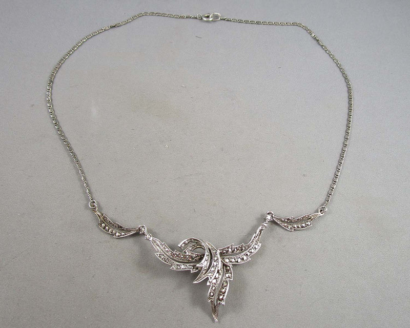 Vintage Marcasite Necklace (925 Sterling Silver) B079-4