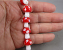 Red Mushrooms Lampwork Glass Beads (C419)