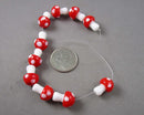 Red Mushrooms Lampwork Glass Beads (C419)