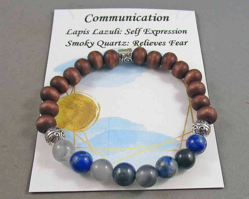 Communication Bracelet (Lapis Lazuli & Smoky Quartz) RC003