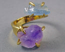 Aquamarine & Amethyst Gemstone Ring Z076