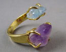 Aquamarine & Amethyst Gemstone Ring Z076