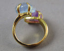Aquamarine & Amethyst Gemstone Ring Z076