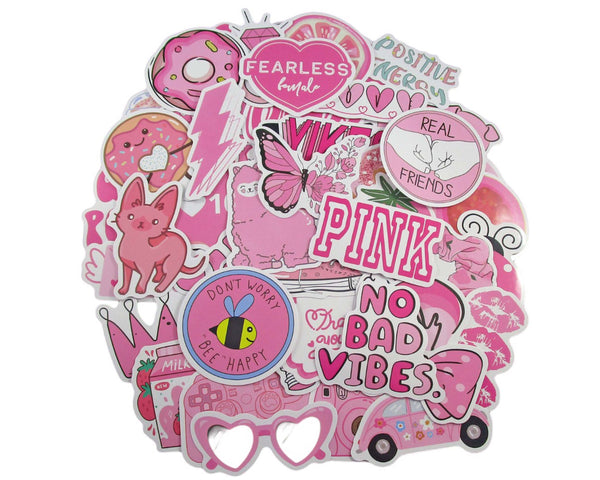 Positively Pink Sticker Pack - Waterproof PVC Stickers 50pc J233