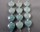 Amazonite Heart Beads 4pc 10mm C658