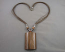 Wood Pendant Necklace (Vintage) H127-5