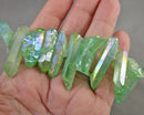 Electroplated Quartz Points (Drilled) Green  (C257)