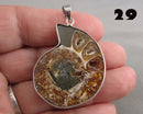 You Choose!  Ammonite Fossil Gemstone Pendants