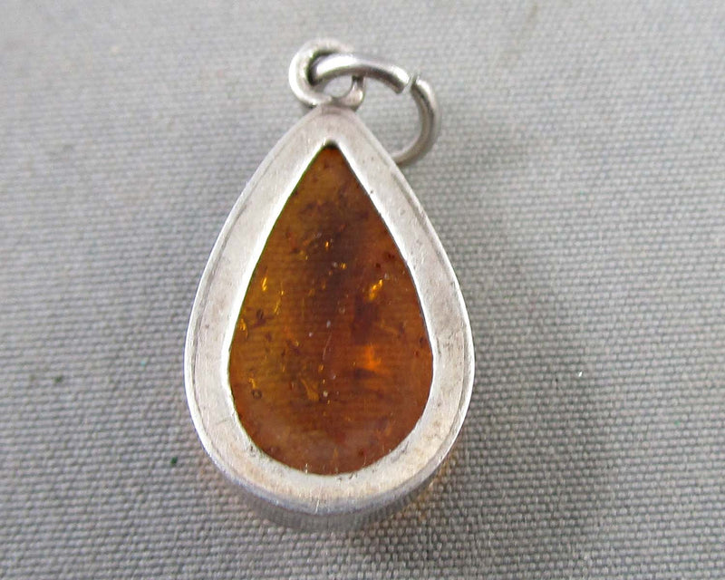Amber Pendant Vintage Sterling Silver B073-3
