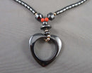 Hematite Heart Necklace Vintage H130-8