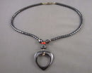 Hematite Heart Necklace Vintage H130-8