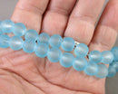 Light Blue Frosted Glass Beads Various Sizes