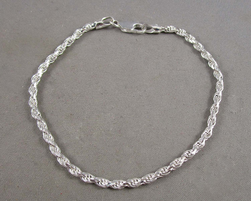 3mm Rope Chain Bracelet Sterling Silver 925 1pc Z020