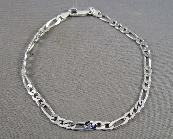 3mm Figaro Chain Bracelet Sterling Silver 925 1pc Z012-1