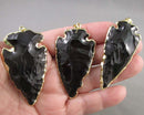 You Choose!  Obsidian Arrowheads Pendants with Gold Trim