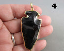 You Choose!  Obsidian Arrowheads Pendants with Gold Trim