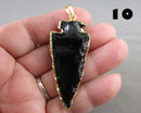 You Choose!  Obsidian Arrowheads Pendants with Gold Trim