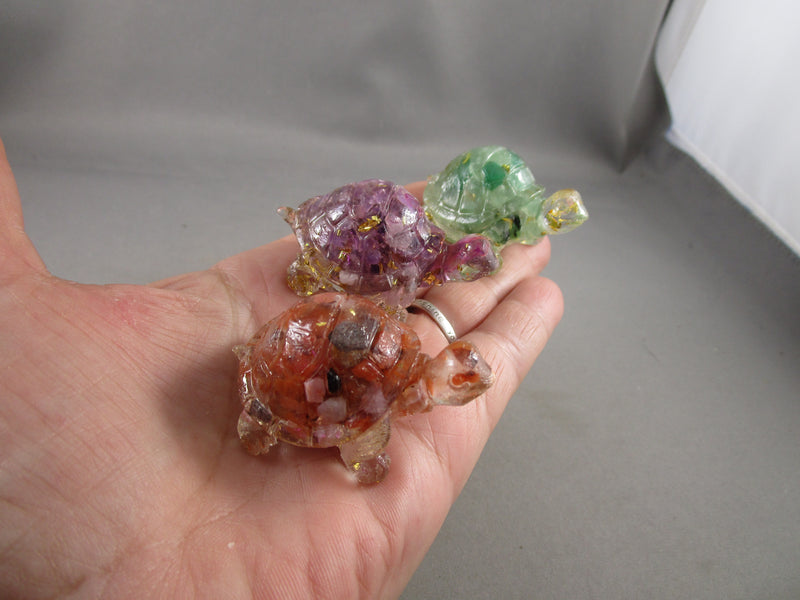 Gemstone Resin Tortoises 1pc (Various Gemstone Types)