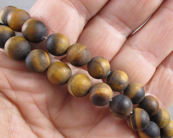 Gold Tiger Eye Beads Round Frosted (Various Sizes)