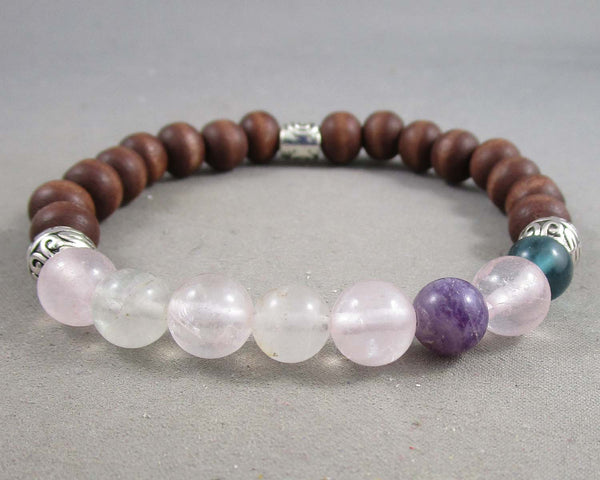 Balance Bracelet (Rose Quartz & Rainbow Fluorite) J008