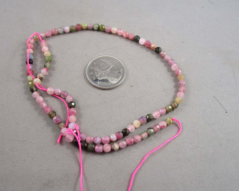 Pink Tourmaline Bead Strand Faceted Various Sizes