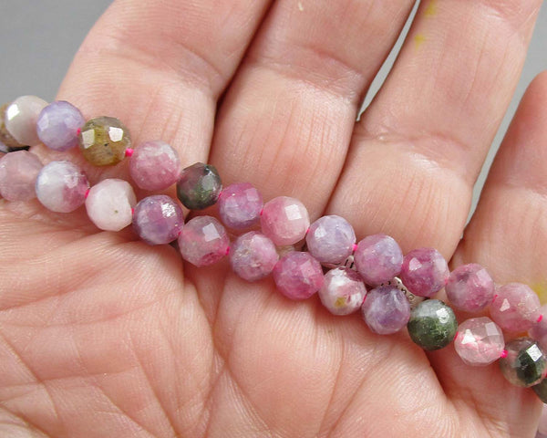 Pink Tourmaline Bead Strand Faceted Various Sizes