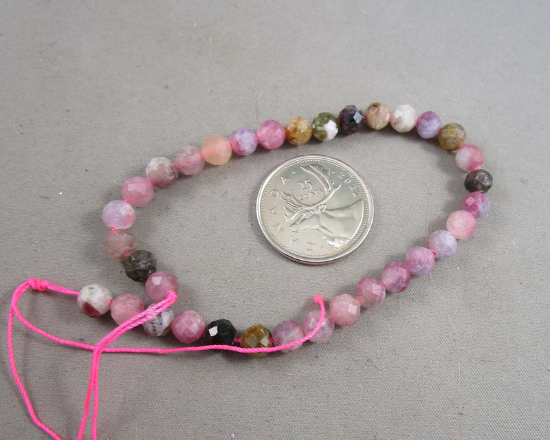 Pink Tourmaline Bead Strand Faceted Various Sizes