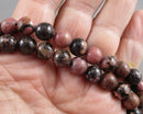Rhodonite Bead Strand Round Various Sizes