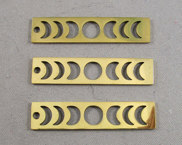 Moon Phase Charm Drilled (18K Gold Plated Stainless Steel) 3pcs C233