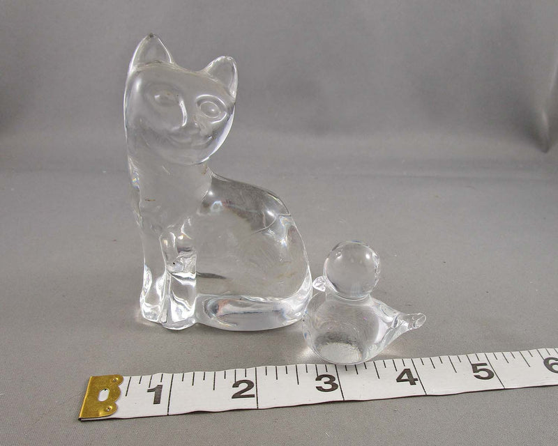 Vintage Glass Cat & Duck Figurines B037-2