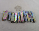 Electroplated Quartz Points (Drilled) Rainbow Aura (C489)