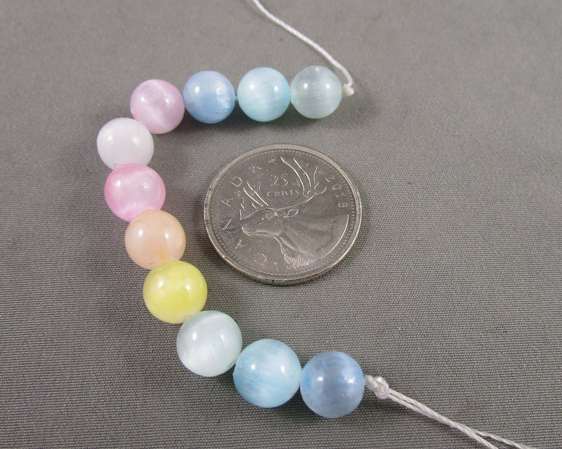 Selenite Beads Round Mixed Pastel Colors (Various Sizes)