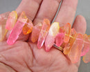 Electroplated Quartz Points (Drilled) Pink & Orange (C243)