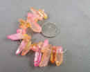 Electroplated Quartz Points (Drilled) Pink & Orange (C243)