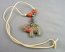 Unakite Elephant Pendant Necklace (Vintage) H053-4