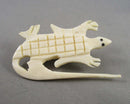 Carved Bone Lizard Brooch (Vintage) H053-22