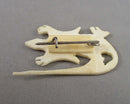 Carved Bone Lizard Brooch (Vintage) H053-22