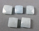 Aquamarine Faceted Square Beads 5pc 10mm C693