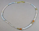 Aquamarine, Quartz & Carnelian Gemstone Necklace Z080