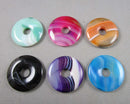 Mixed Agate Donut Bead Pendant 30mm 1pc C374
