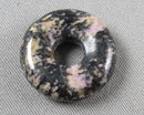 Rhodonite Donut / PI Disc Bead 18mm 1pc Z116