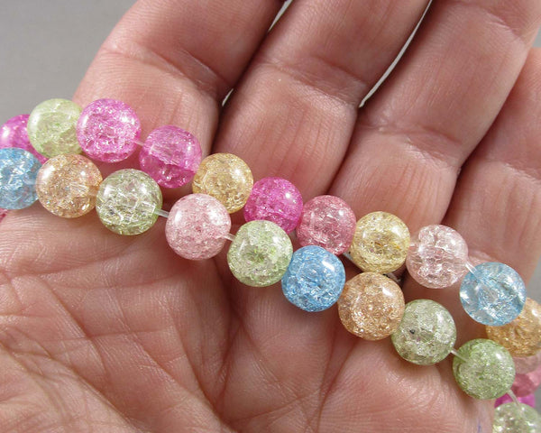 Multi Color Crackle Quartz Beads Round 8mm 15" Strand (C271)